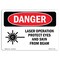 Signmission OSHA Danger, Laser Operation Protect Eyes Skin Beam, 18in X 12in Decal, 18" W, 12" H, Landscape OS-DS-D-1218-L-1414 - alternate 1